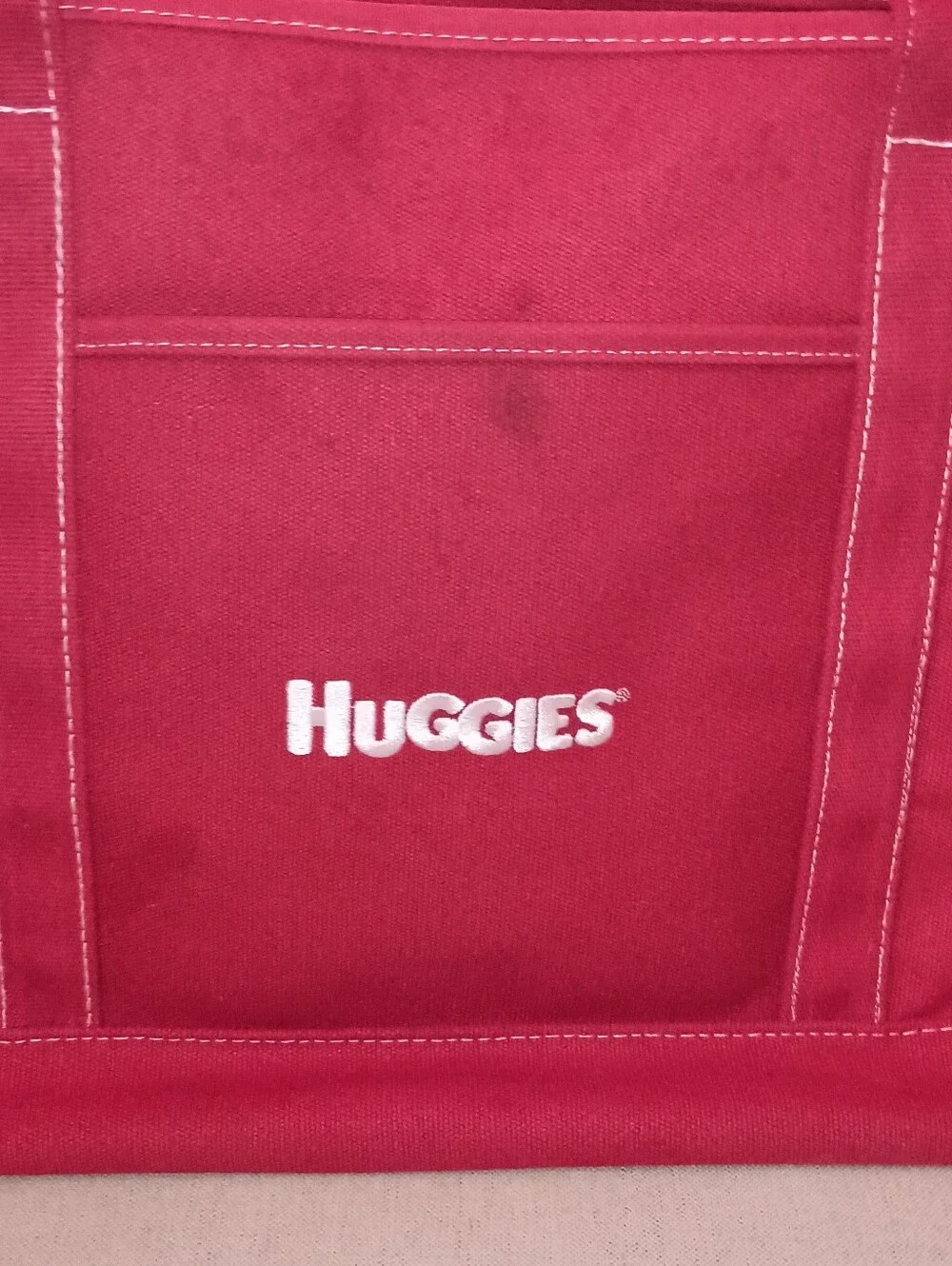 Super Unique Vintage Huggies Large Red Canvas Tote Bag